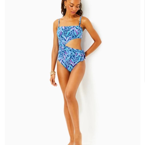 NWT - Lilly Pulitzer Synder One-Piece Swimsuit: Barton Blue Star Gazing - 14 - Picture 2 of 4
